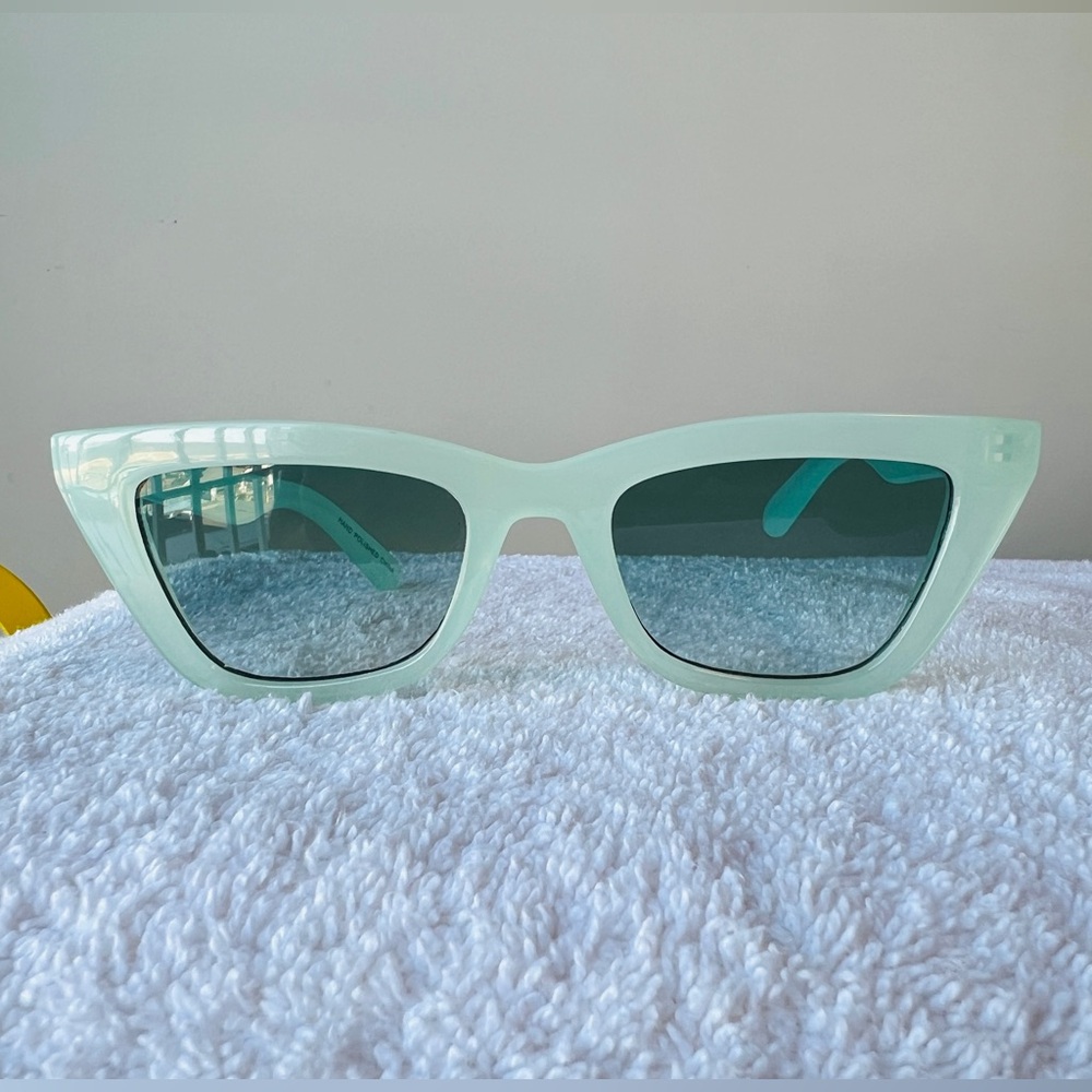 Men’s / Unisex Two Cat-Eye Sunglasses Pair - Mint & Burgundy with Mirrored Duo - Picture 10 of 10